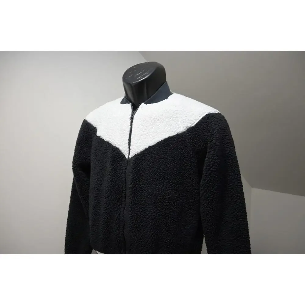 Nike Sherpa Jacket Performance Full Zip Black and White‎ Womens Sz XS XSMALL
